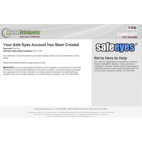 McAfee Safe Eyes image: This parental control software is easy to download and install from the McAfee website.