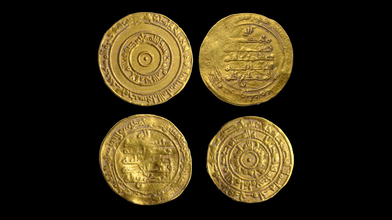 Four gold coins dating back at least 1,050 years to the Fatimid dynasty.