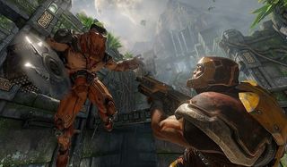 A battle unfolds in Quake Champions