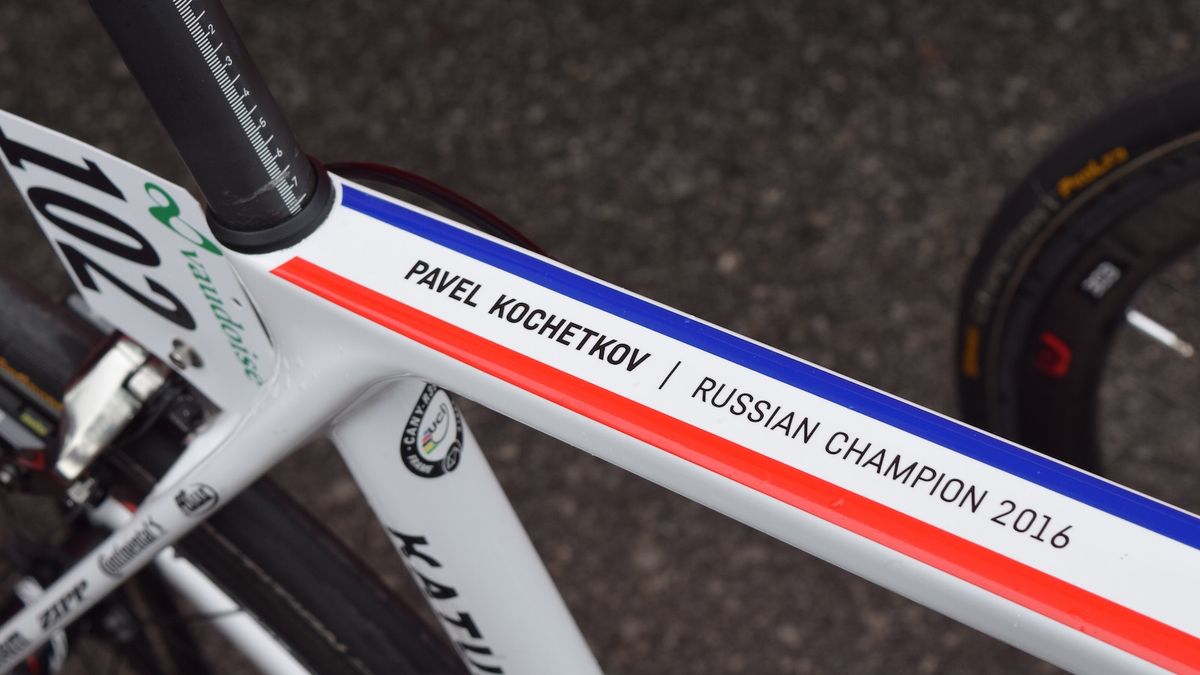 The Russian national champion had his custom painted Canyon Ultimate on display