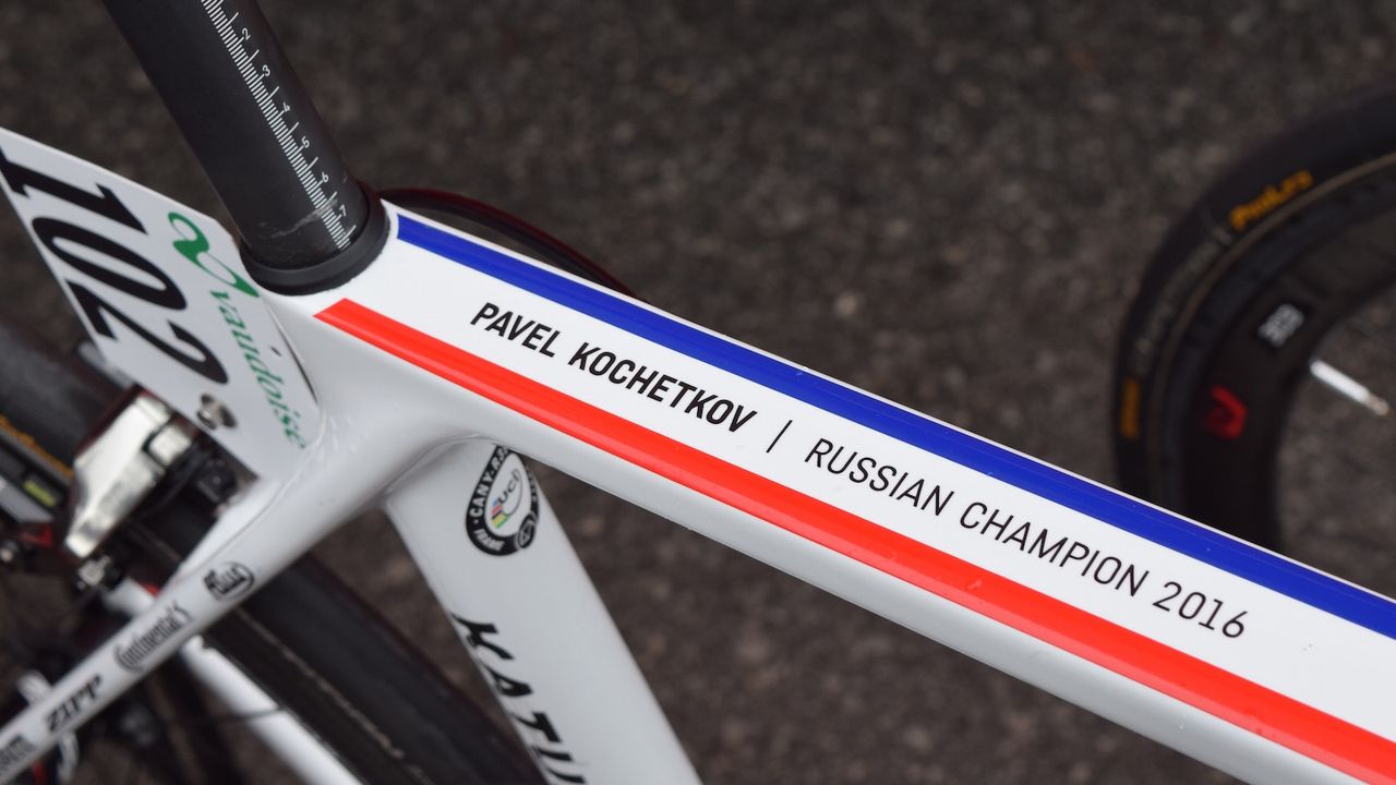 The Russian national champion had his custom painted Canyon Ultimate on display