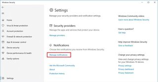 Windows Security Manage Notifications