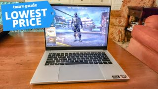 Razer Blade 14 with deal tag superimposed