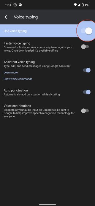 Turn On Assistant Voice Typing
