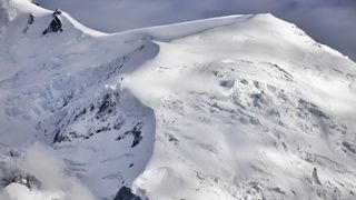 Close-up of snow-covered, French Alps mountain near Mont Blanc