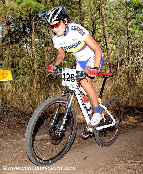 Laura Abril (Colombia) en route to gold in the U23 cross country.