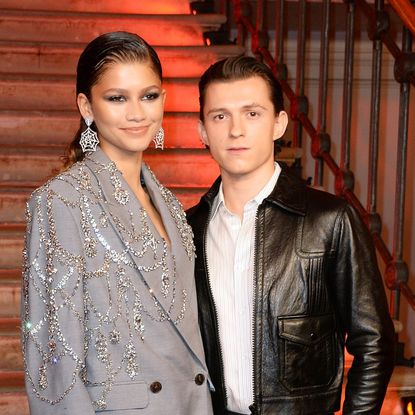 Zendaya and Tom Holland attend the 'Spider-Man: No Way Home' photo call