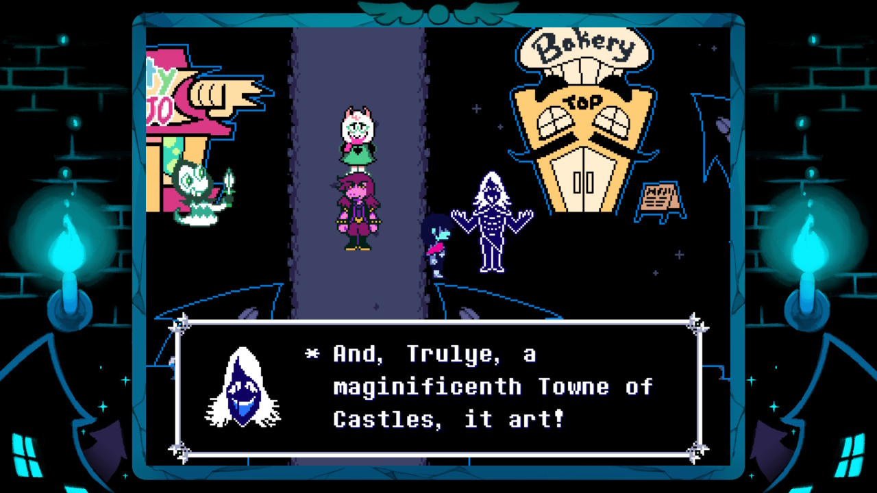 Someone admires castle town in an over the top way in Deltarune