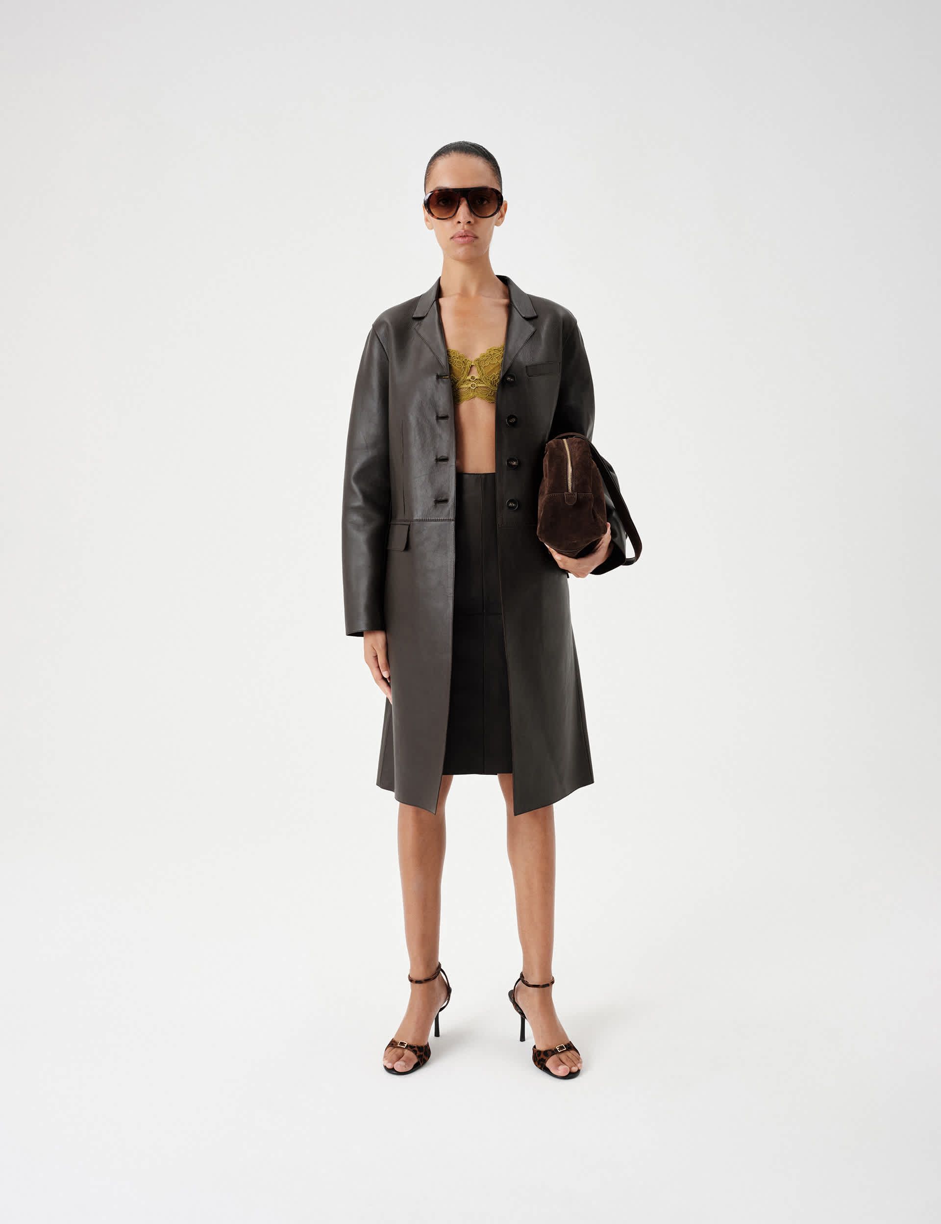 Pure Leather Longline Coat