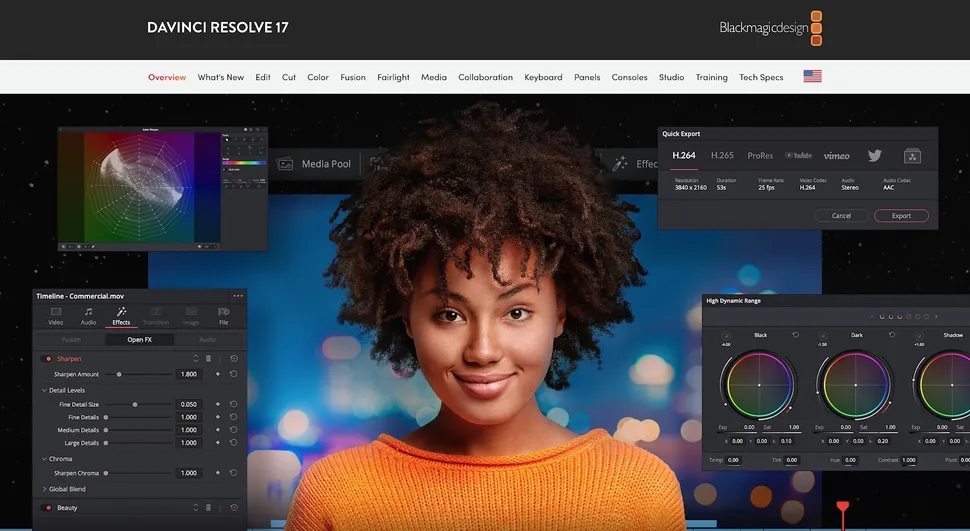 DaVinci Resolve webpage. 