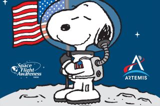 The 2022 edition of NASA's "Around the Moon and Home Again" Snoopy poster promotes Artemis I mission success.