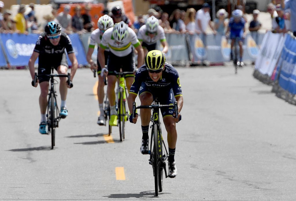 Esteban Chaves sprints for a crucial second at Falls Creek