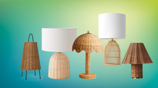 rattan table lamps on a colorful background