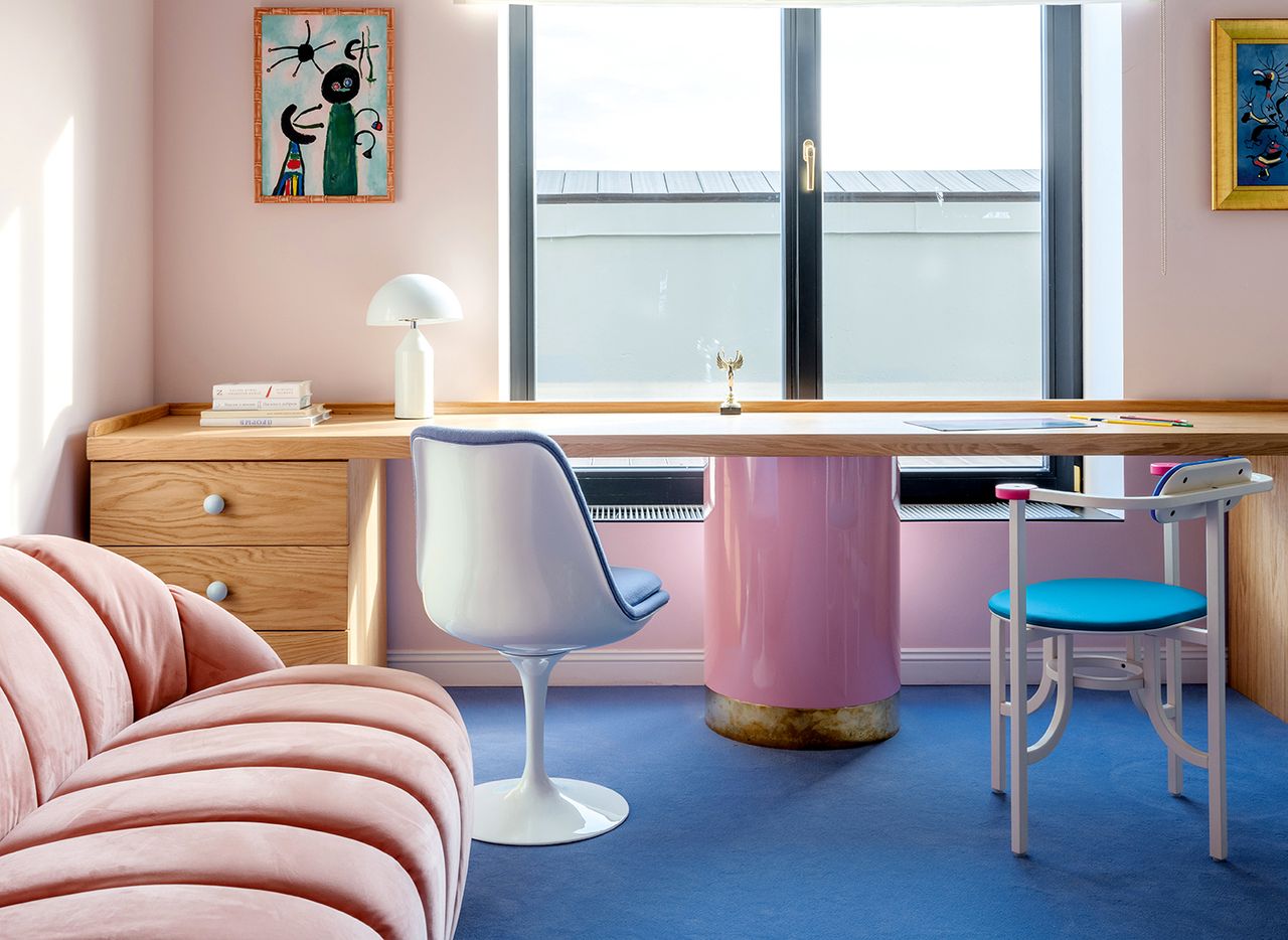 pastel color palette used in a home office