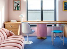 pastel color palette used in a home office