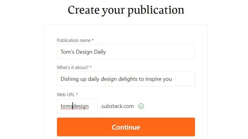 Online form asking for the name of your publication and a brief description