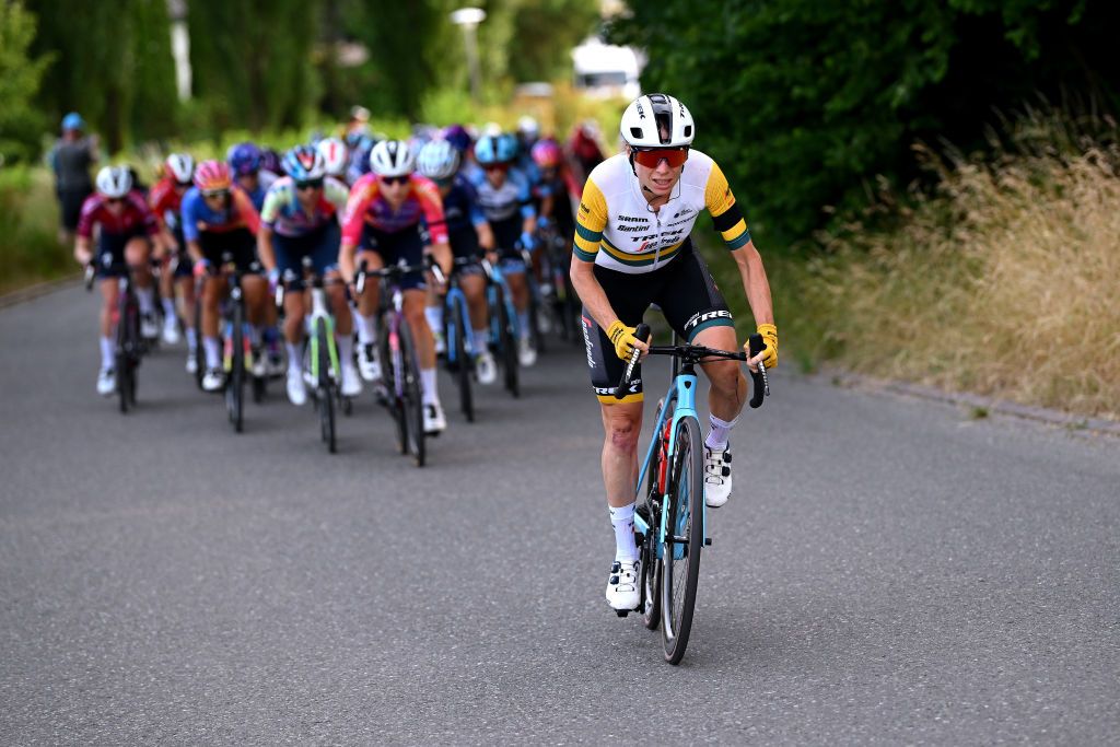 WEINFELDEN SWITZERLAND JUNE 17 Brodie Chapman of Australia and Team TrekSegafredo competes during the 3rd Tour de Suisse Women 2023 Stage 1 a 56km stage from Weinfelden to Weinfelden UCIWWT on June 17 2023 in Weinfelden Switzerland Photo by Dario BelingheriGetty Images