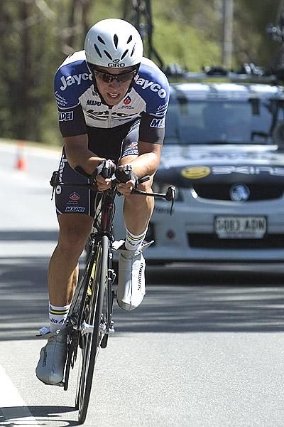 One of the early fancies Michael Matthews from the Australian Capital Territory made the podium in third spot for the men's under 23 time trial championship.