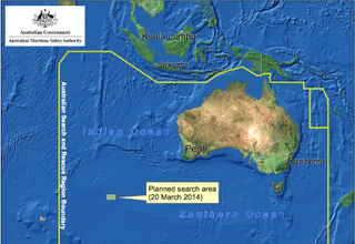 Map of Search Area for Missing Malaysian Airlines Plane