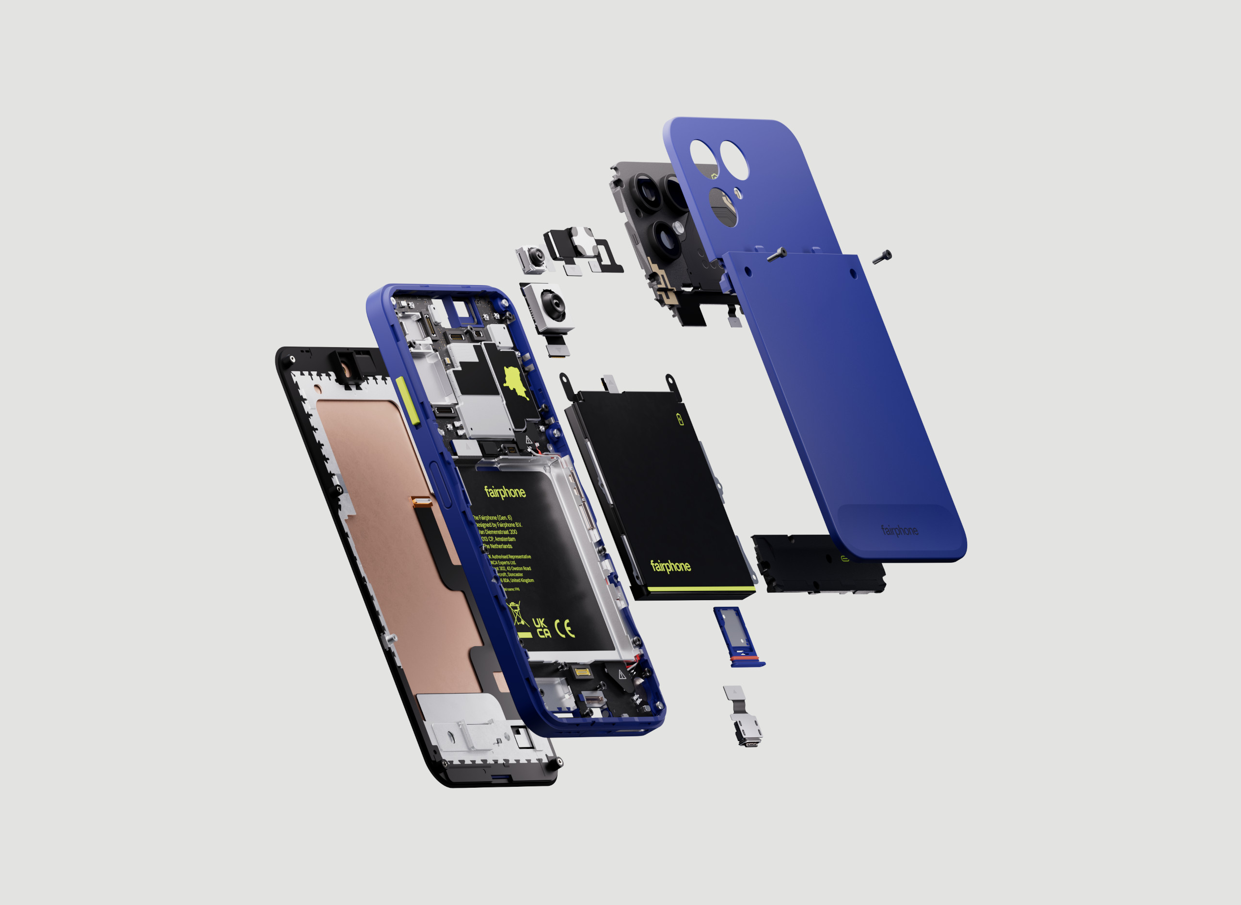 Exploded view of Fairphone (Gen. 6+)