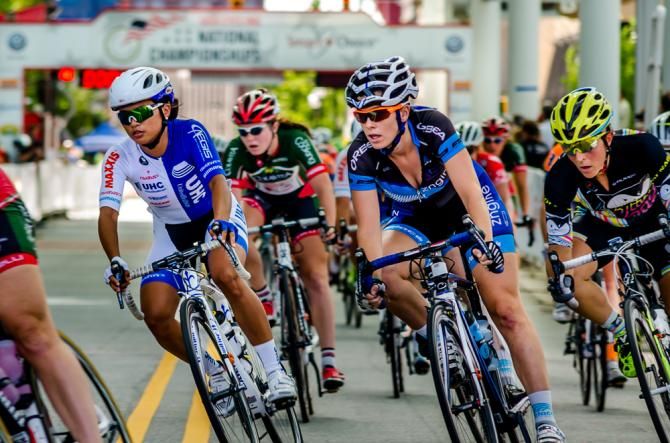 Eventual race winner, United Healthcare rider Coryn Rivera sits comfortably in the pack