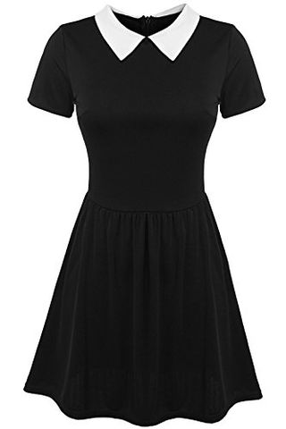 Amazon.com: Pogt Halloween Costume Dress Short Sleeve Black Dresses for Women Peter Pan Collared Dresses (l, Black) : Clothing, Shoes & Jewelry