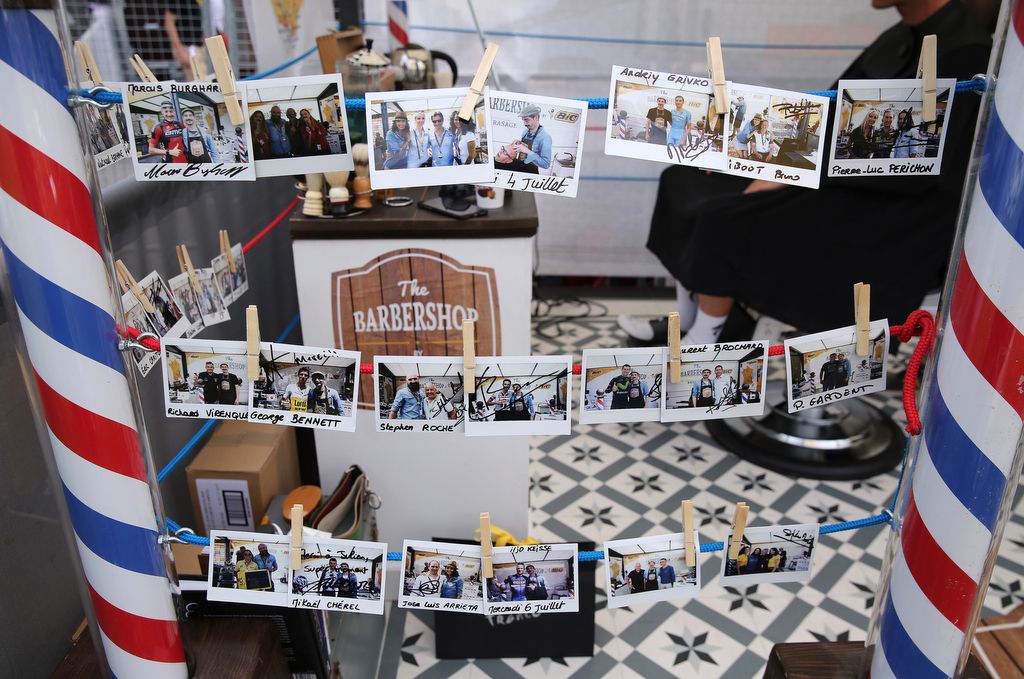 For the riders who like to keep their hair neat and trim, there is a barber in the Tour village