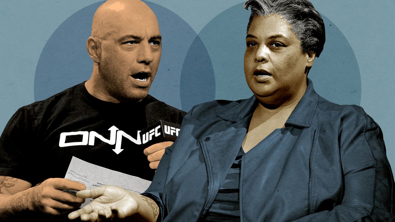 Joe Rogan and Roxane Gay.