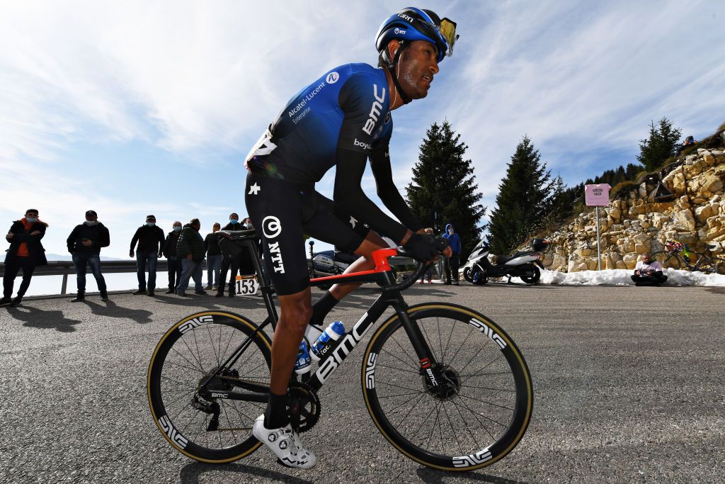 NTT’s Amanuel Ghebreigzabhier rides to ninth place on stage 17 to Madonna di Campiglio at the 2020 Giro d’Italia