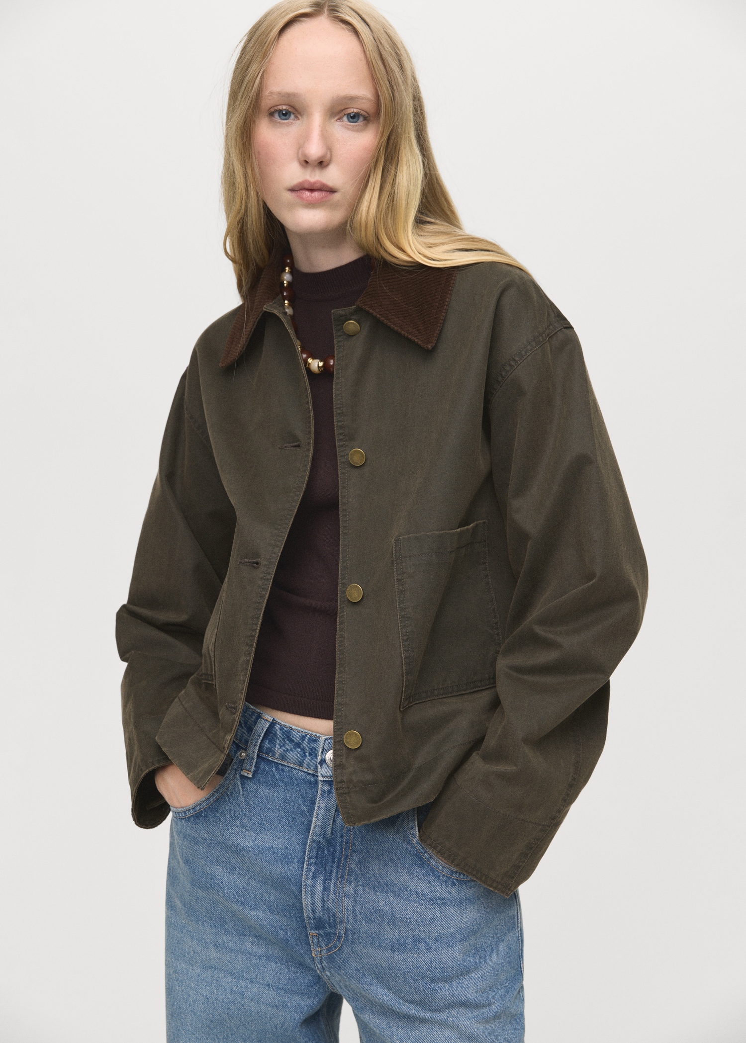 Denim Parka With Corduroy Collar - Women | Mango United Kingdom