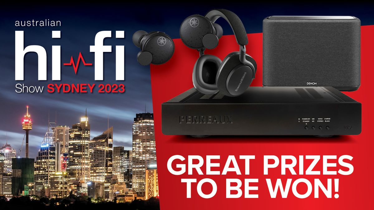 An image showing the Australian Hi-Fi Show logo and some of the prizes that 2023 show attendees can win.