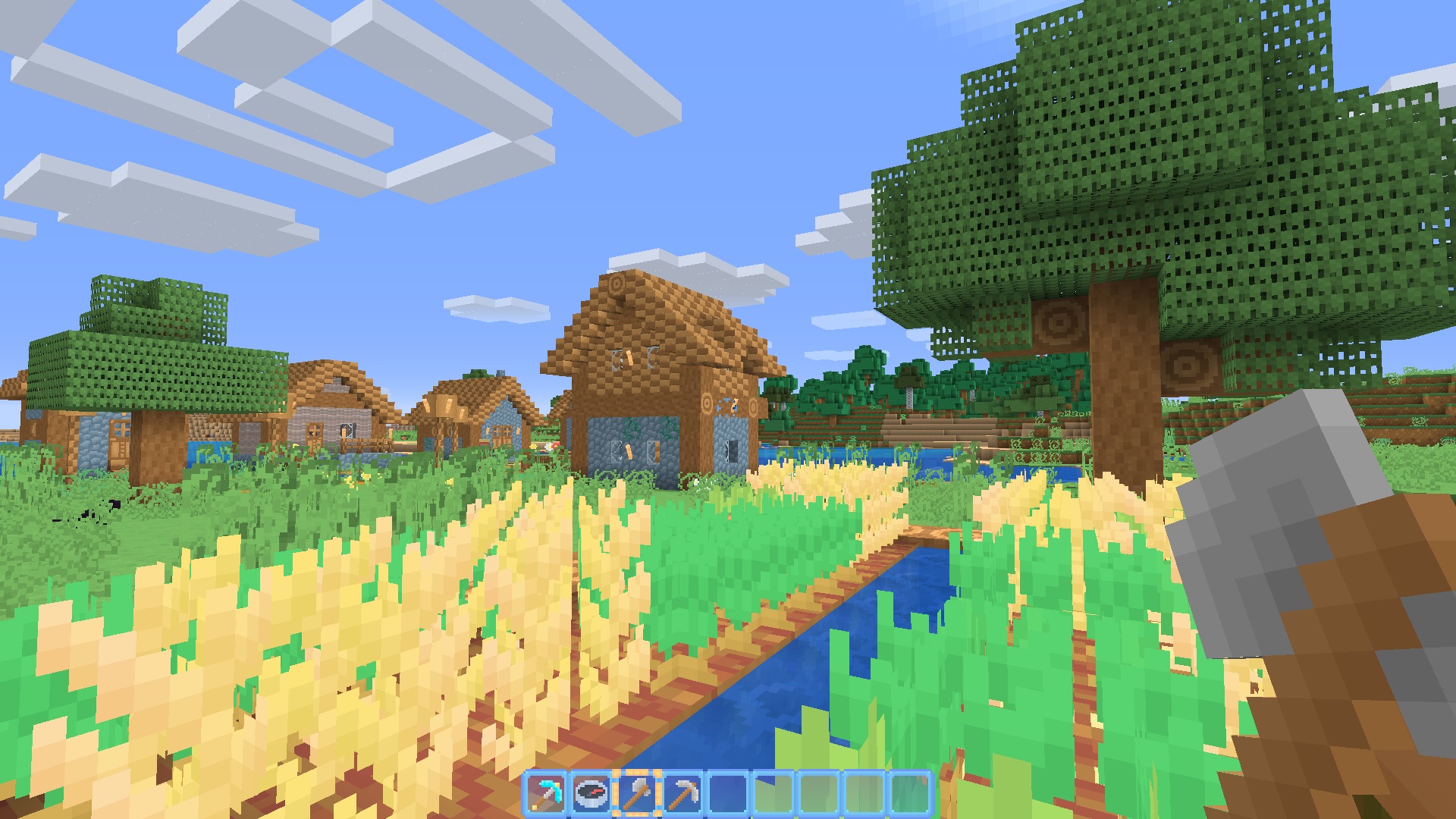 Minecraft texture pack - Pastelcraft - A field of crops, pastel yellow wheat and pastel green carrot leaves