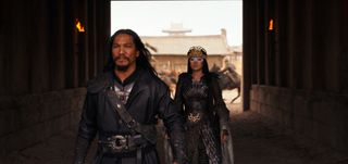 Bori Khan (Jason Scott Lee) and Xianniang (Gong Li) in the live-action remake of Disney's Mulan.