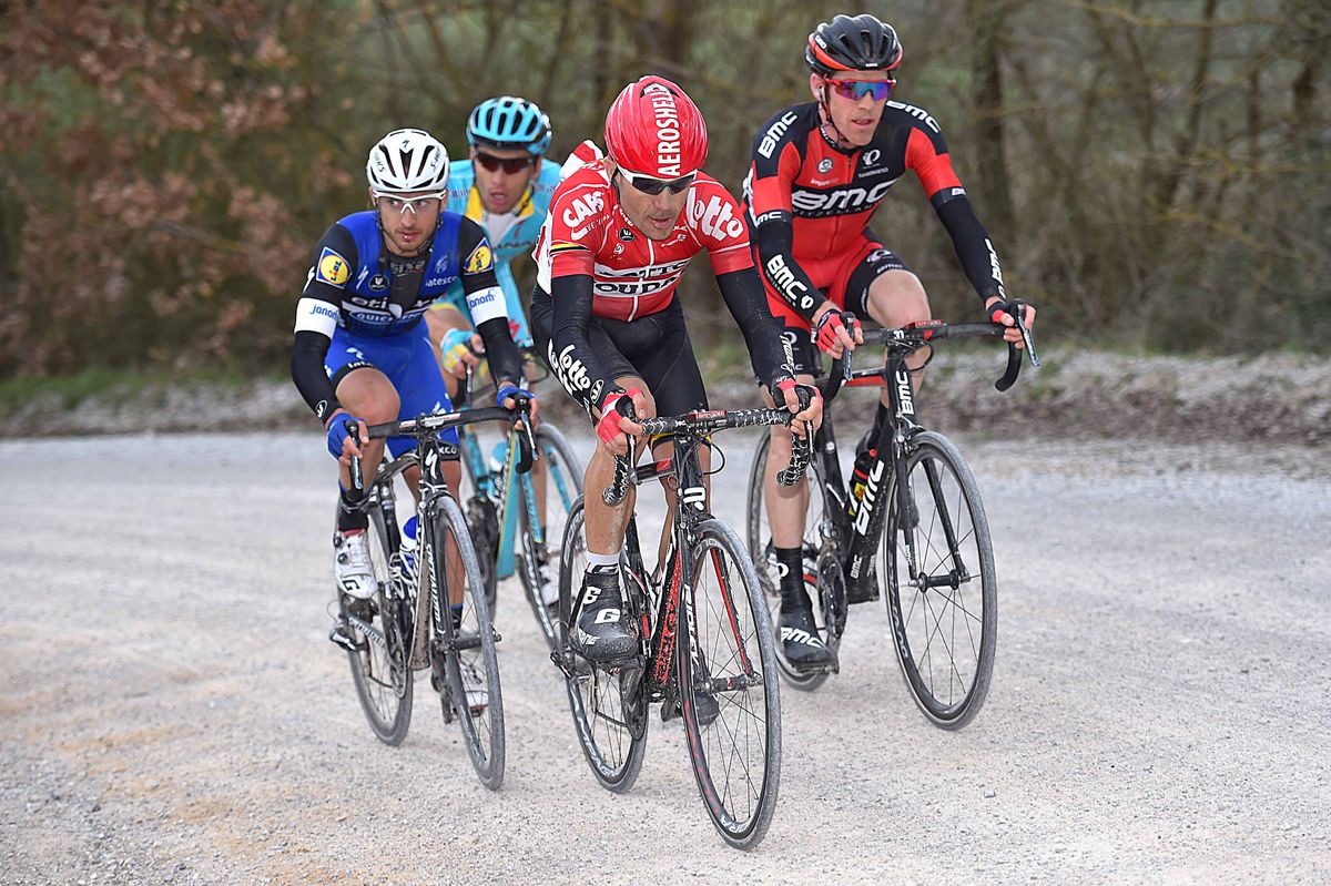 Maxime Monfort, Brent Bookwalter, Gianluca Brambilla and Andriy Grivko on the attack