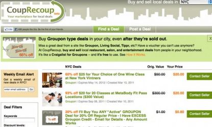 CoupRecoup is just one in a series of websites catering to those who purchased Groupon-like deals and can't use them. 
