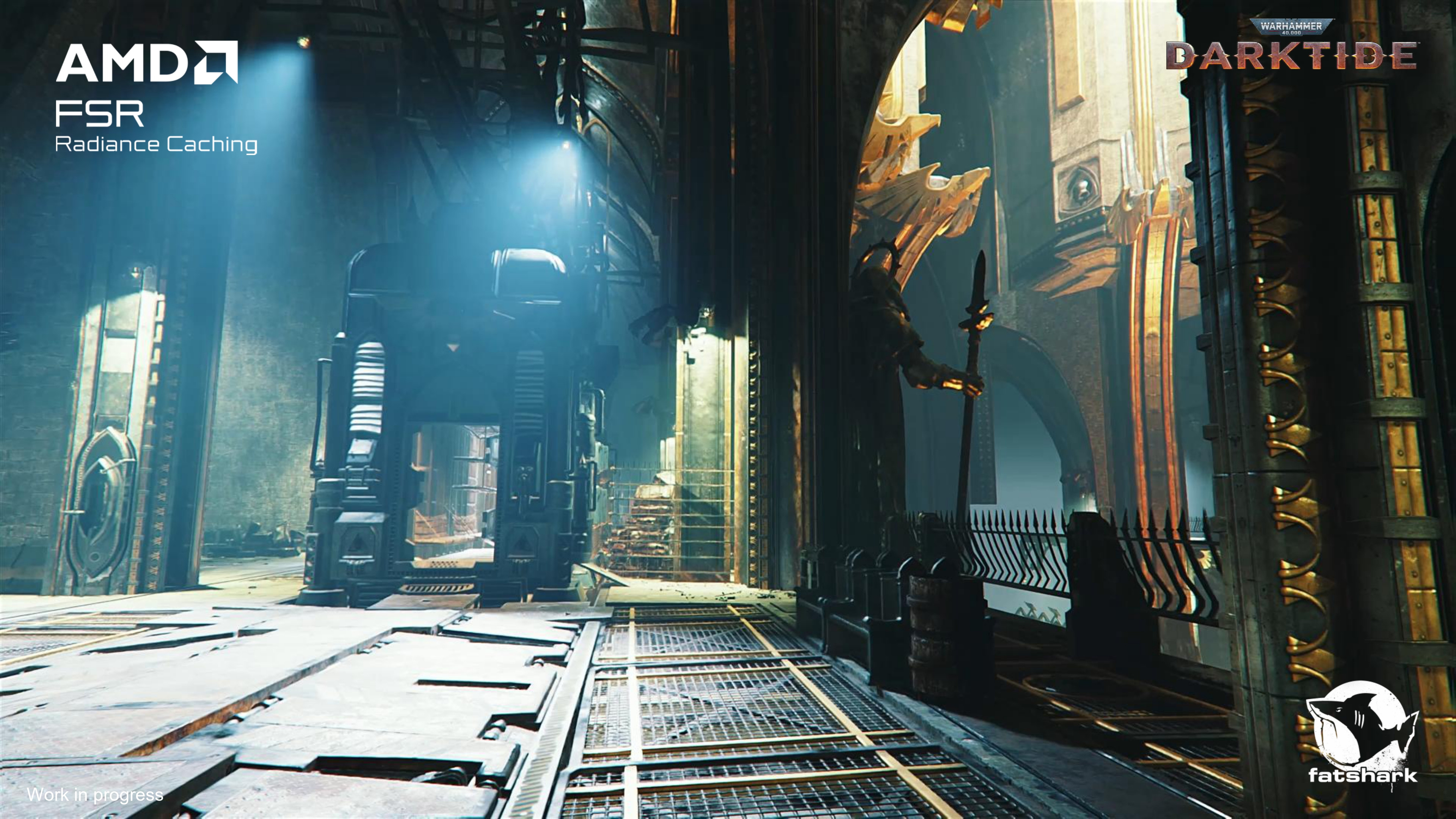 A presentation slide from AMD's FSR Redstone Press Deck, as issued December 2025