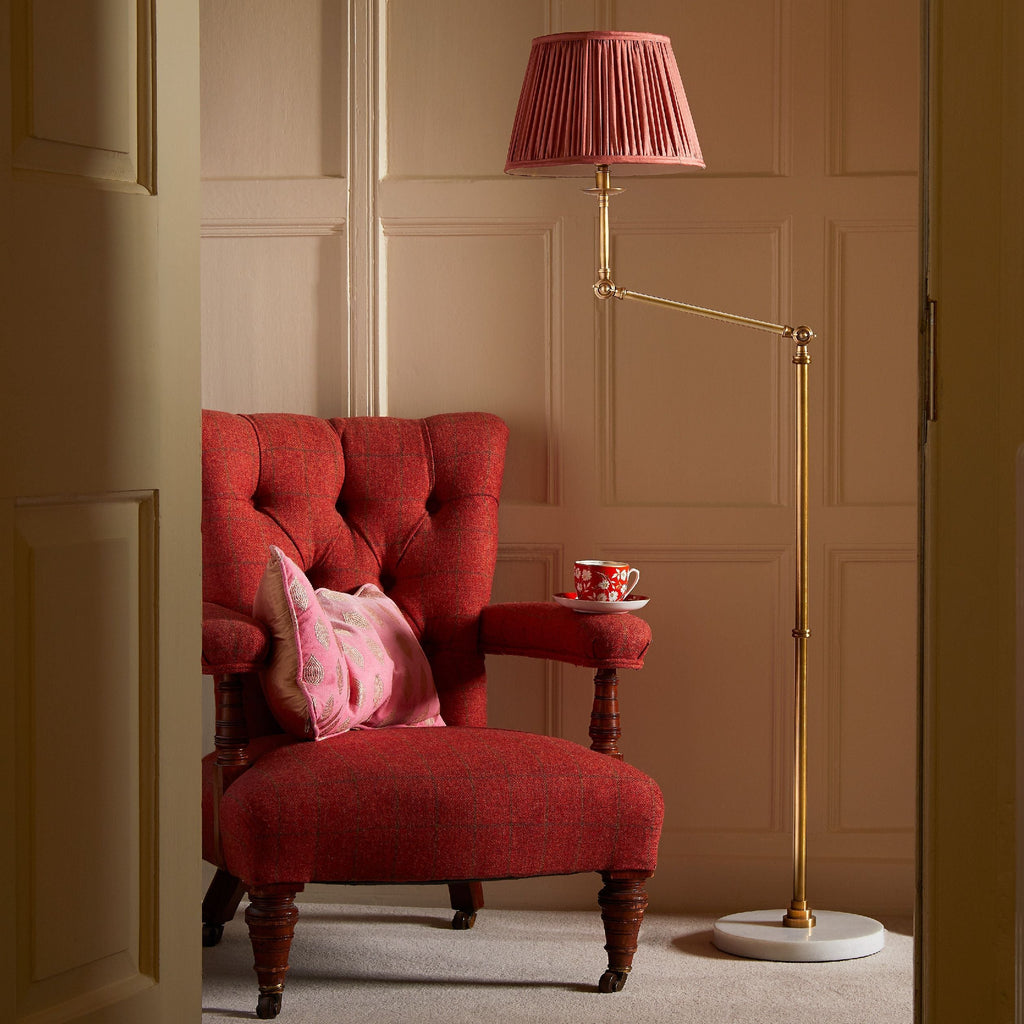 Cranling Articulated Standing Lamp in Brass With a White Marble Base