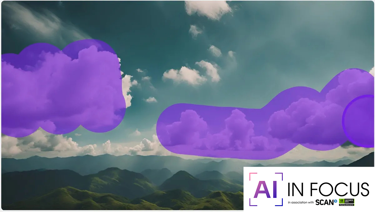 purple clouds and AI in Focus logo