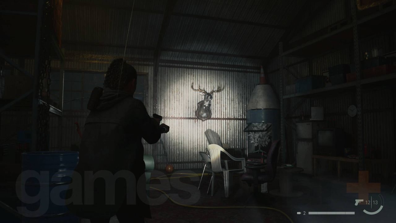 Alan Wake 2 deer head in Kalevala knights motorcycle club workshop