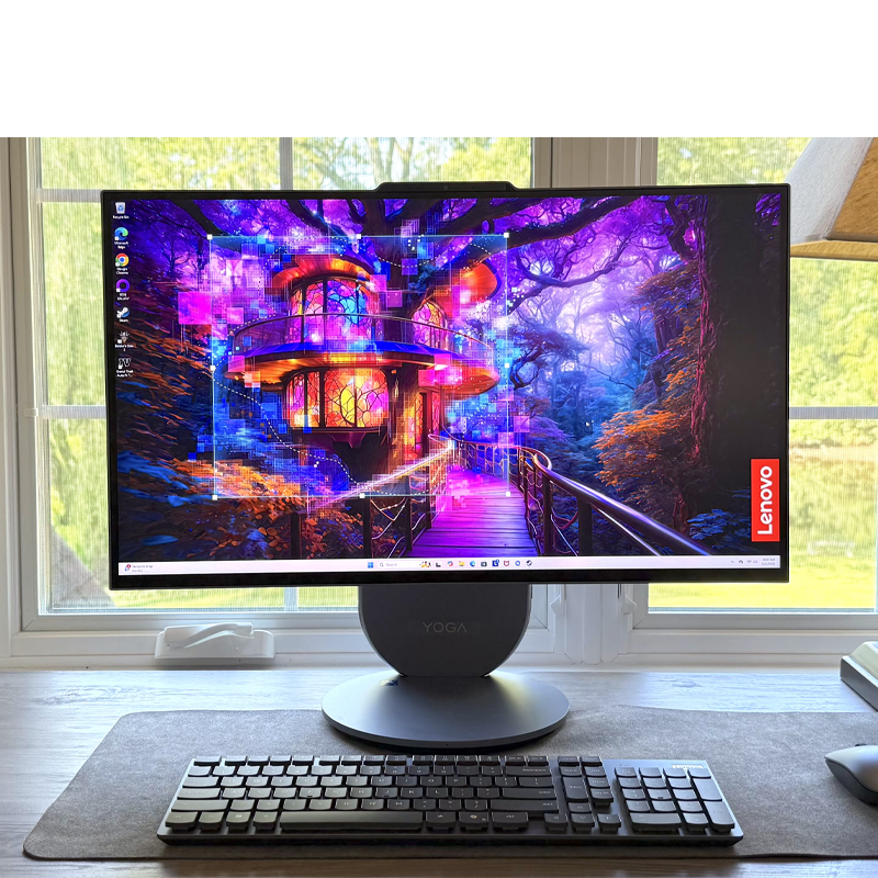 A Lenovo Yoga AIO 27 on a desk