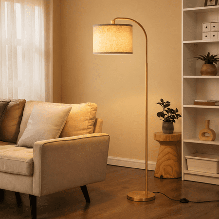 4-Inch Modern Arc Gold Floor Lamps for Living Room
