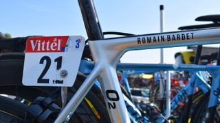 A number three on Bardet's number plate denotes the three stage victories at the Tour de France for the Frenchman