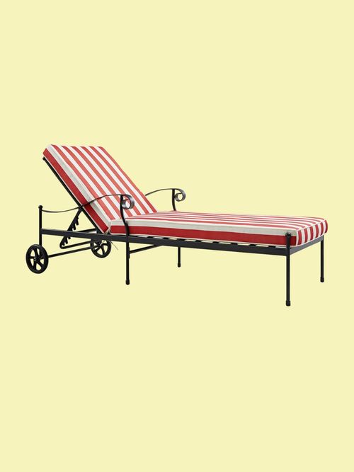 Haymes Metal Sun Lounger with Wheels, Scarlet Stripe