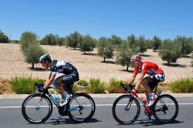 Tony Martin (Omega Pharma-Quick Step) leads Pim Ligthart (Lotto-Belisol)