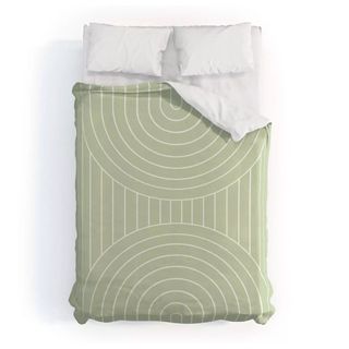 Modern geo patterned bedding in soft green
