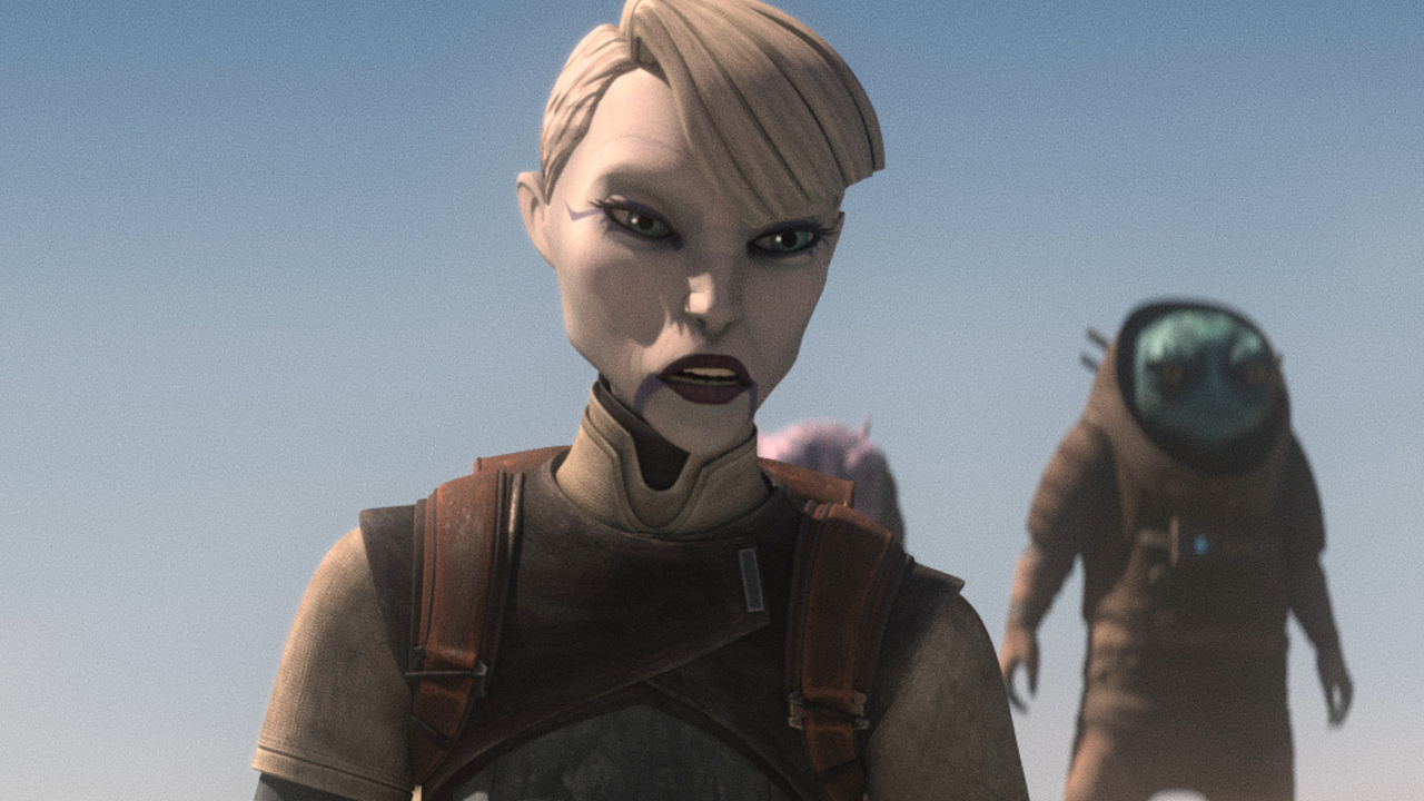 Asajj Ventress (Nika Futterman) looks ahead on Star Wars: Tales of the Underworld.
