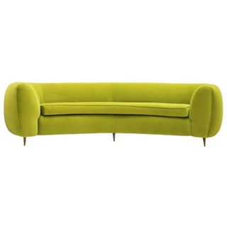 lime green sofa in velvet
