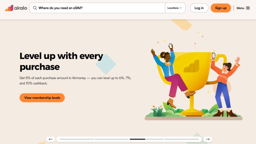 Website screenshot of Airalo (October, 2025)