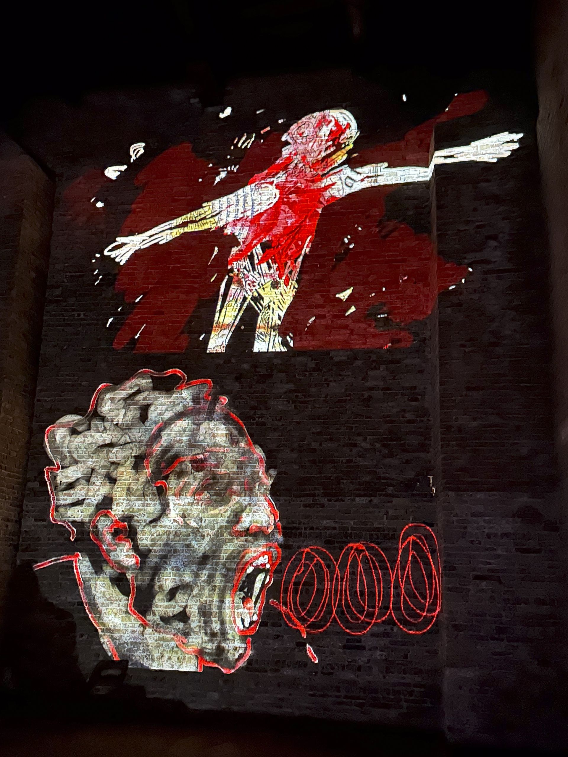 man and woman against red background