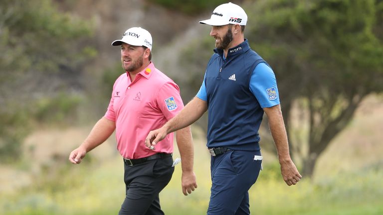 Graeme McDowell and Dustin Johnson during the 2019 US Open